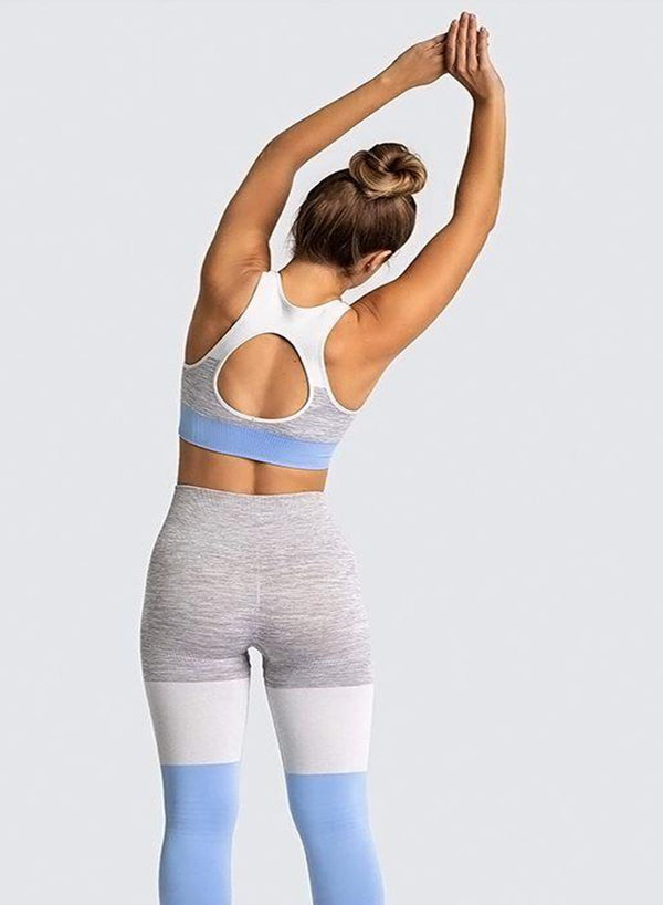 Fittoo Gym Seamless Leggings Three-tone Breathable Women Leggings