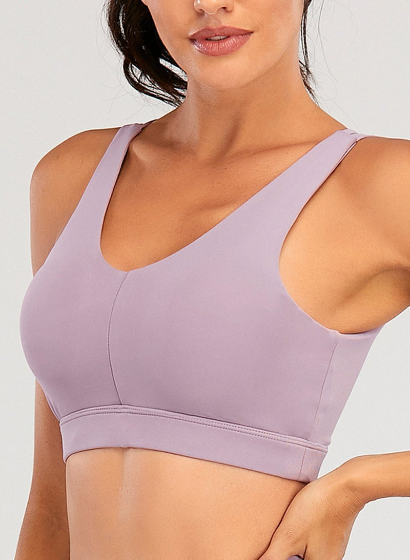 Solid Color Cross Back Women Sport Bra