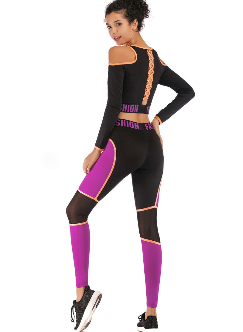Body Shaping Off Shoulder Women 2PCS Sport Set-JustFittoo