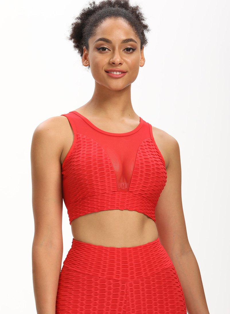 Sexy Mesh Split Jonit Women Fitness Sports Bra