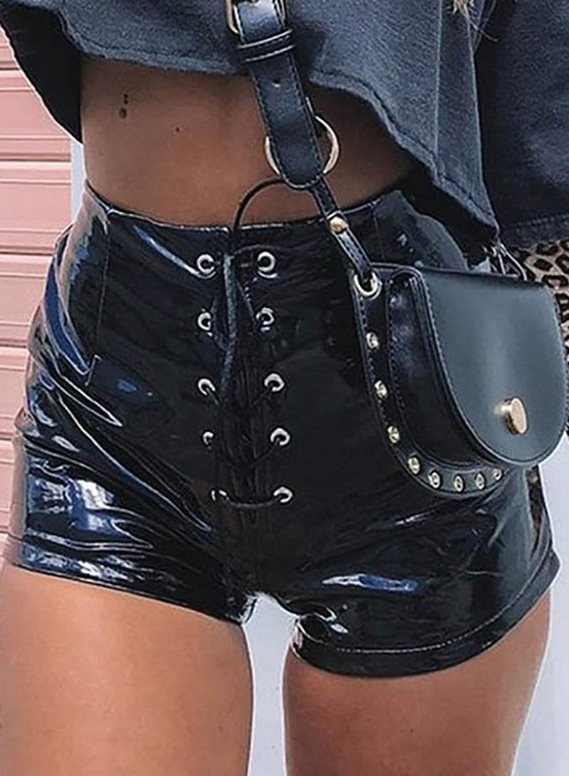 Fashion Women Sexy Slim Fit Faux Leather Shorts