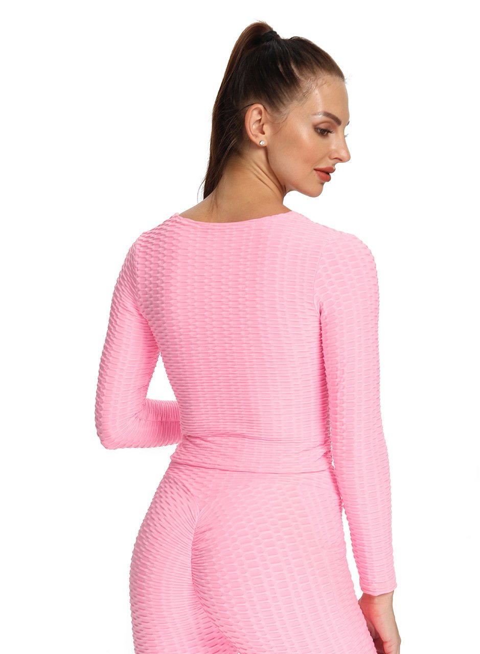 Sexy V Neck Long Sleeve Cross Design Women Sport Top