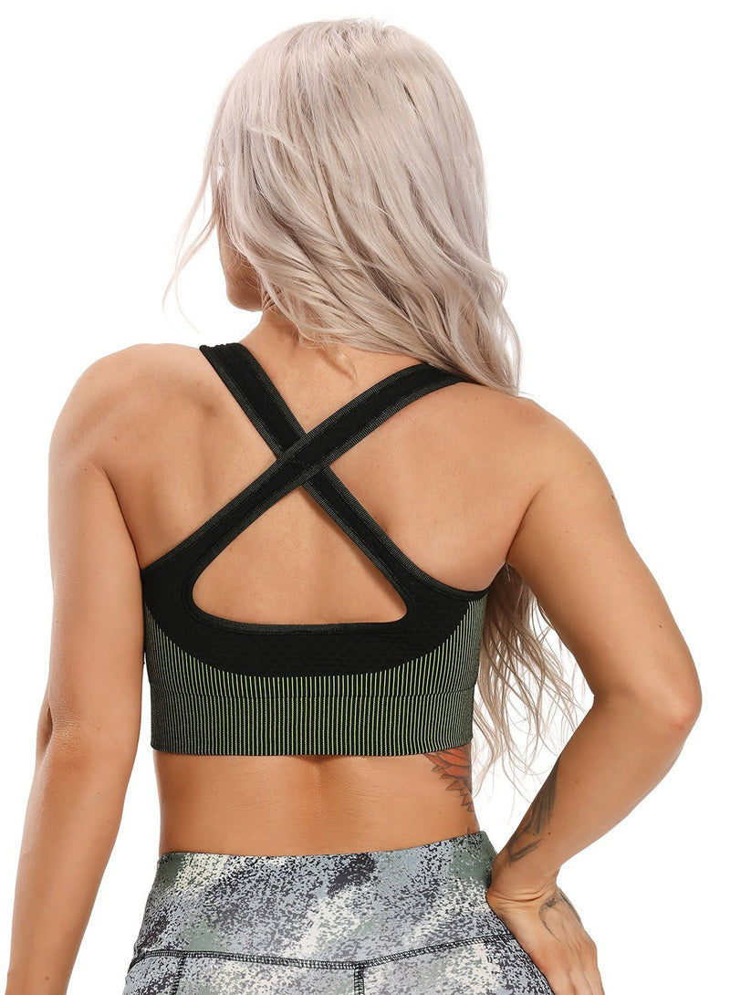 Women Contrast Color Seamless Sports Bra