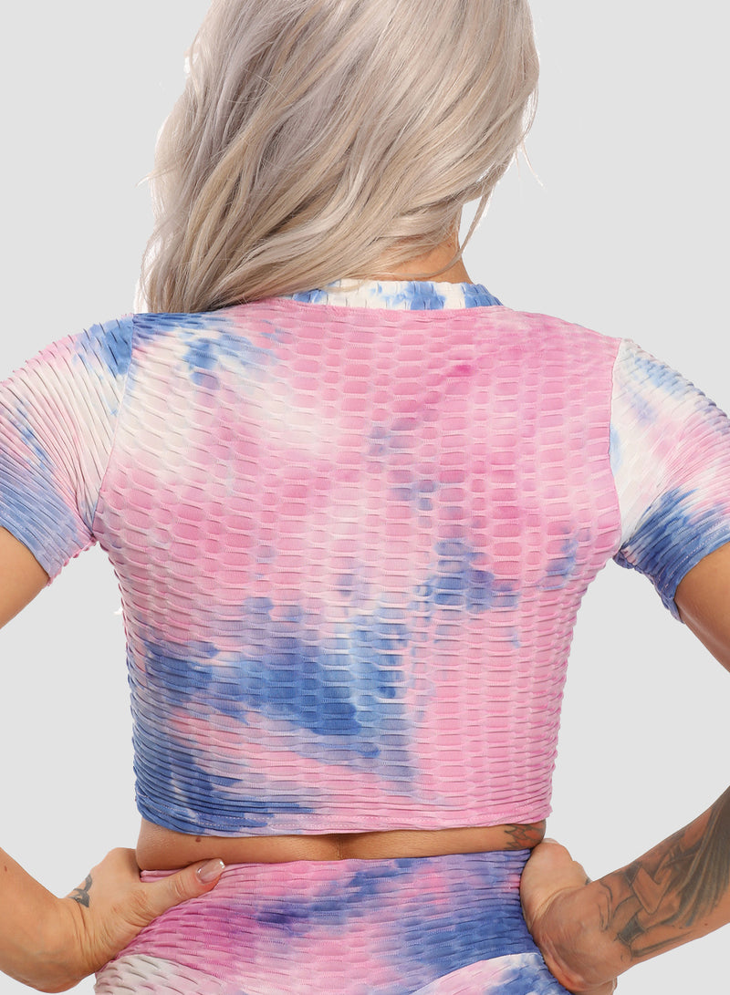 Women Fashion Summer Sports Tie Dyed Sports Tops