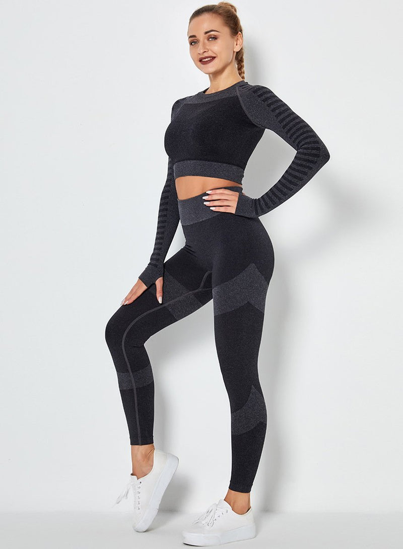 Seamless Long Sleeve Crop Top and Sport Legging-JustFittoo