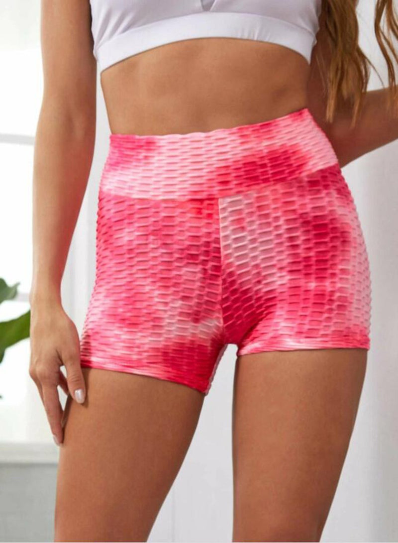 Tie-dyed Textured Ruched Shorts