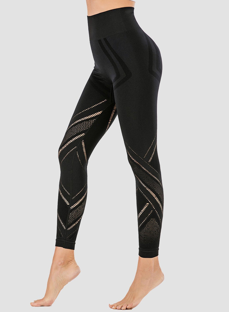 Irregular Hollow Out High Rise Yoga Pants-JustFittoo