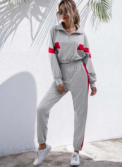 Women Casual Crop Top Long Sleeve and Pants Sets