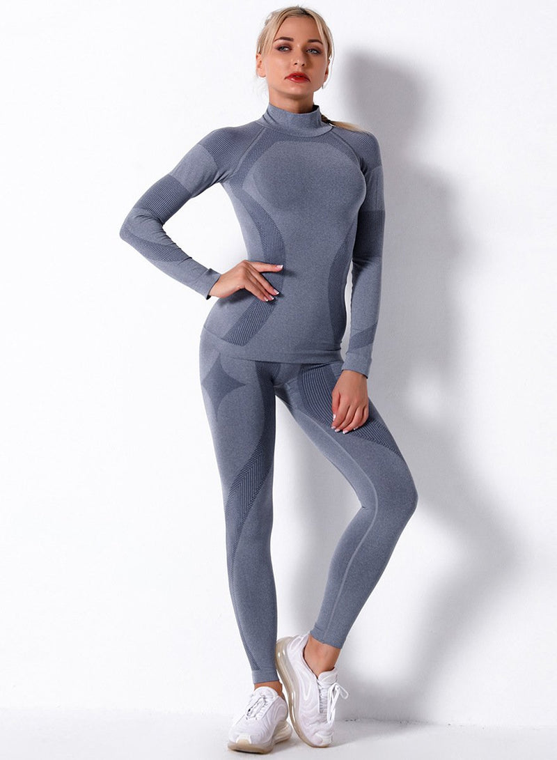 High Waist Seamless Breathable Long Sleeve Sports Top and Legging Set-JustFittoo