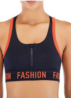 Women Fitness Zipper Sport Backless Bra