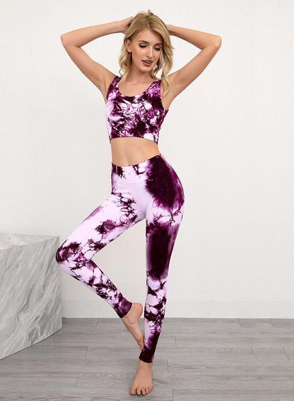 Women Seamless Tie Dyed Design Sport Bra and Legging Set-JustFittoo