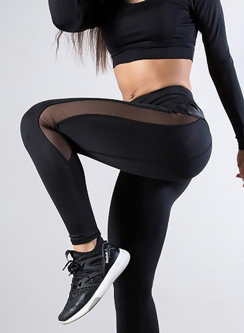Women High Waist Leather Split Sports Leggings-JustFittoo