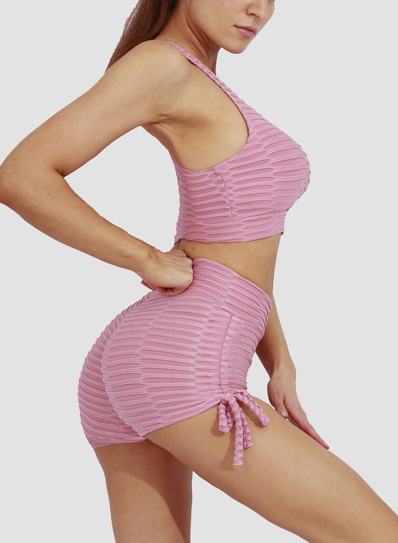 Hollow Out Breathable Textured Top and Shorts