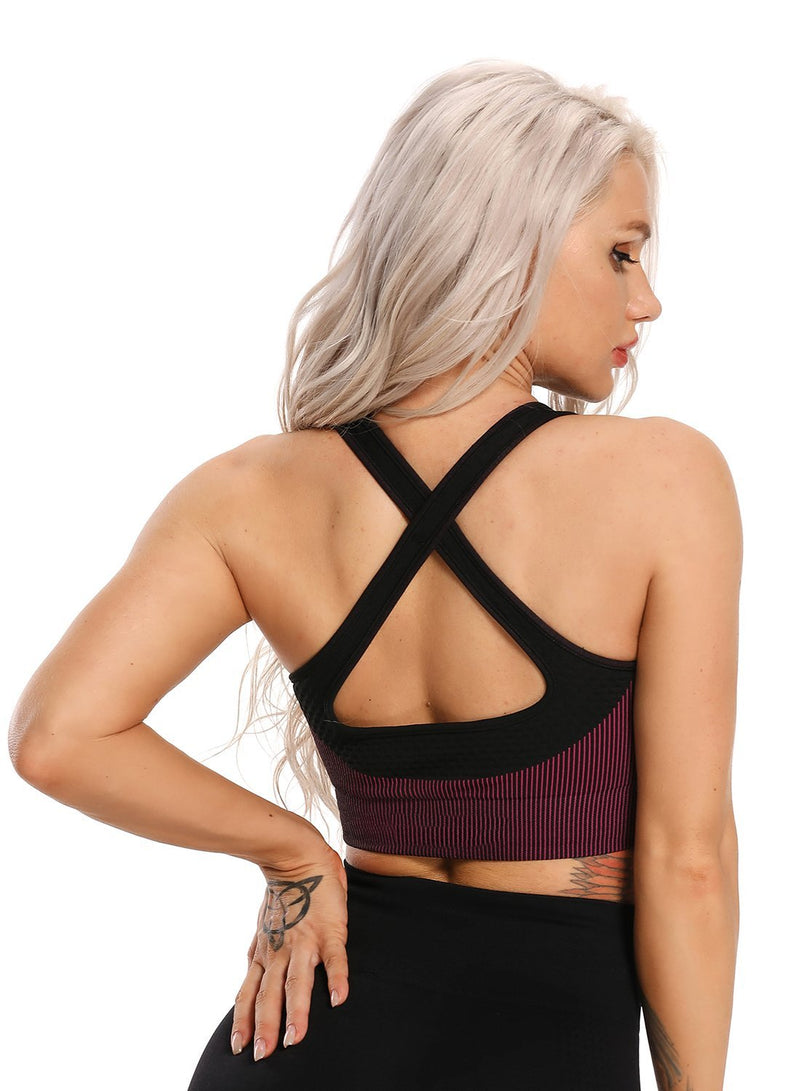 Women Contrast Color Seamless Sports Bra