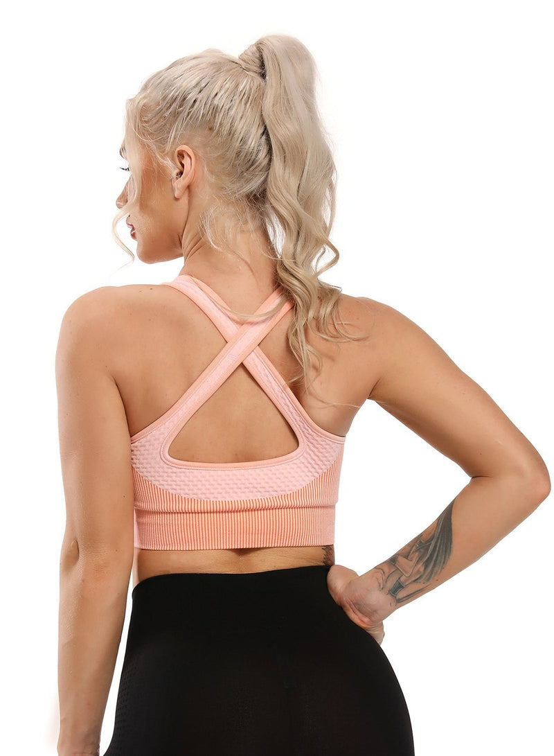 Women Contrast Color Seamless Sports Bra