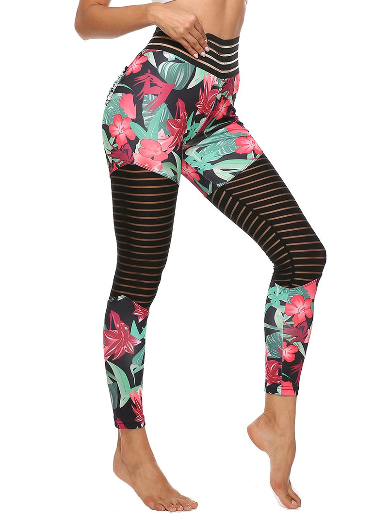 Ruched Hollow Mesh Split Joint Leggings-JustFittoo