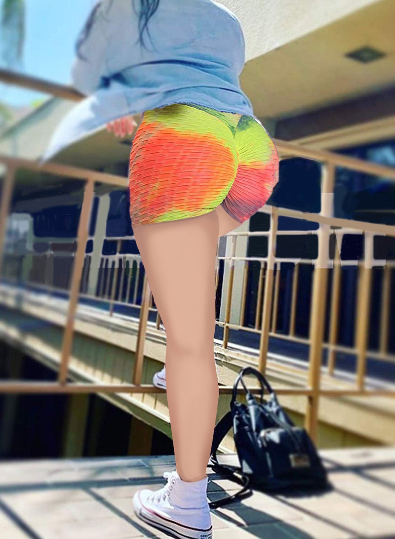 Tie-dyed Textured Ruched Shorts