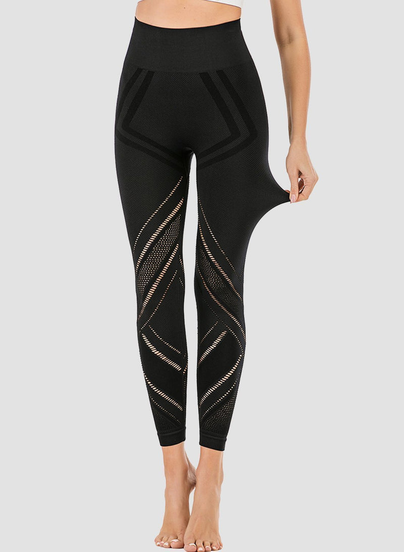 Irregular Hollow Out High Rise Yoga Pants-JustFittoo