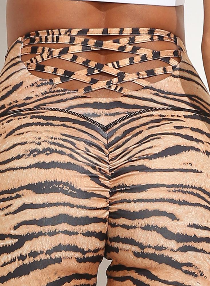 High Waist Leopard Women Ruched Sports Legging-JustFittoo