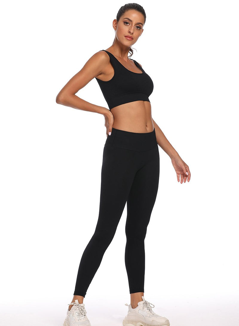 High Waist Women Solid Color Fitness Bra and Legging