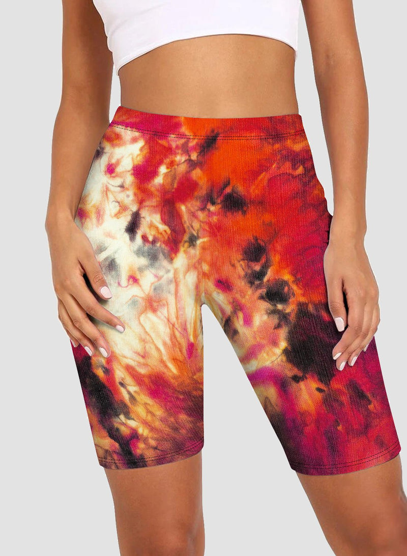 Women Fashion Style Tie Dyed Bike Shorts