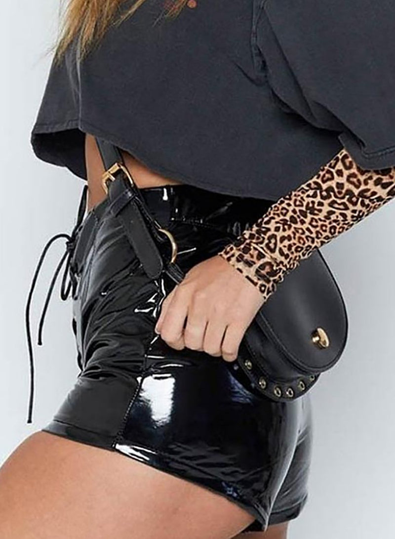 Fashion Women Sexy Slim Fit Faux Leather Shorts