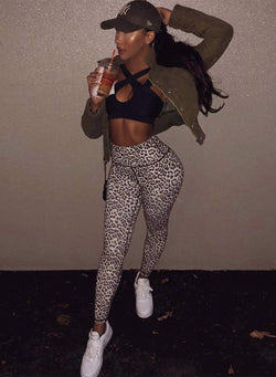 Leopard Print High Waist Women Yoga Pants
