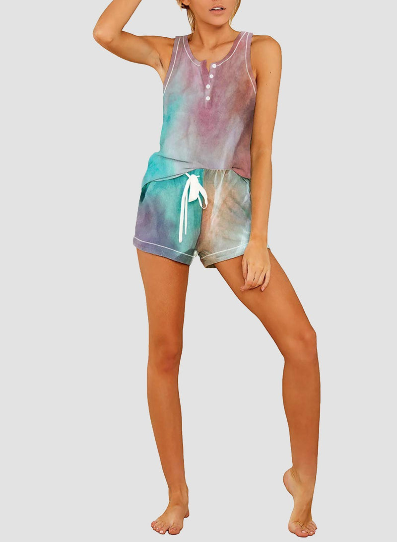 Tie-dyed V-neck Vest and Shorts