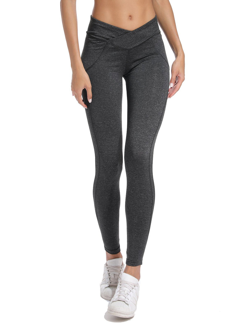 Women's Ruched High Waist Cross Waistband Leggings-JustFittoo