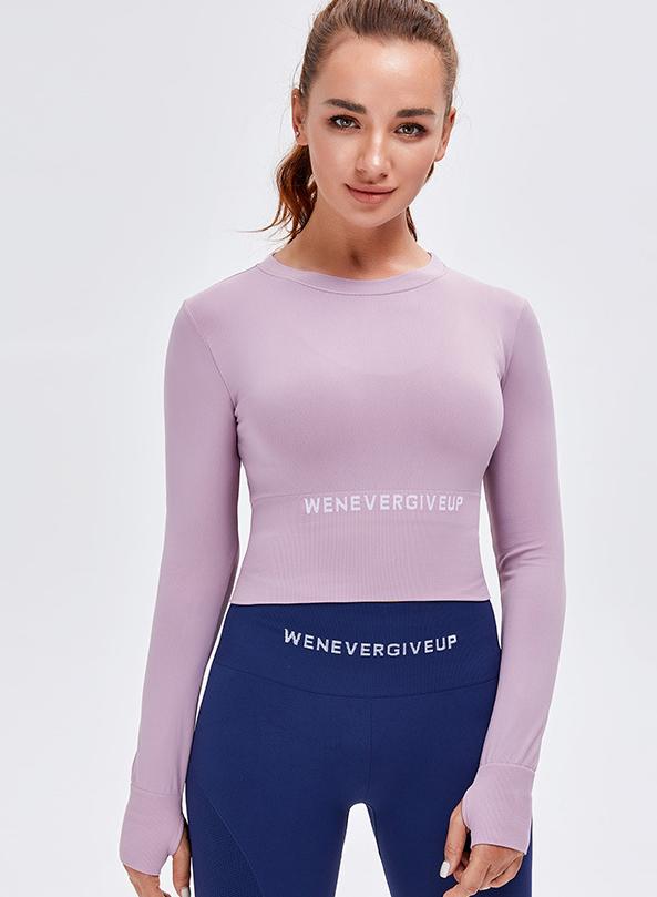Long Sleeve Crop Top Women Running Sports Tops