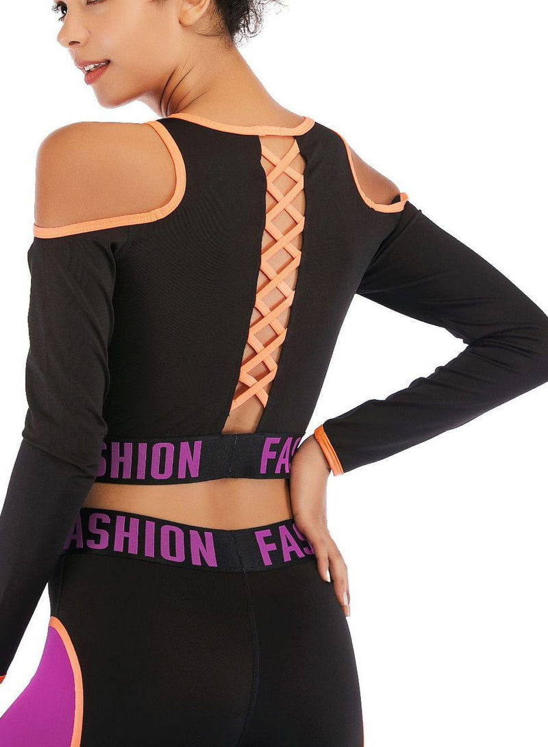 Body Shaping Off Shoulder Women 2PCS Sport Set-JustFittoo