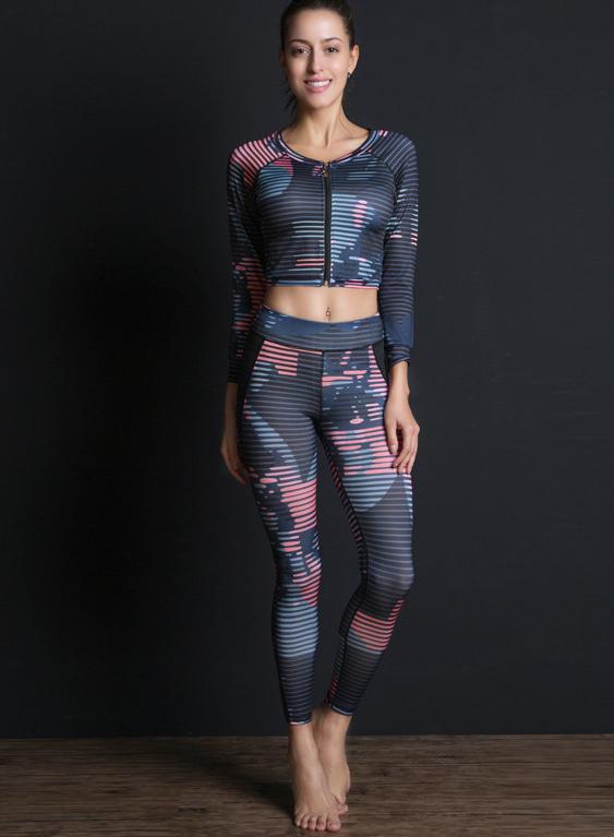 Body Shaping Breathable Print Women Running Sport Set-JustFittoo