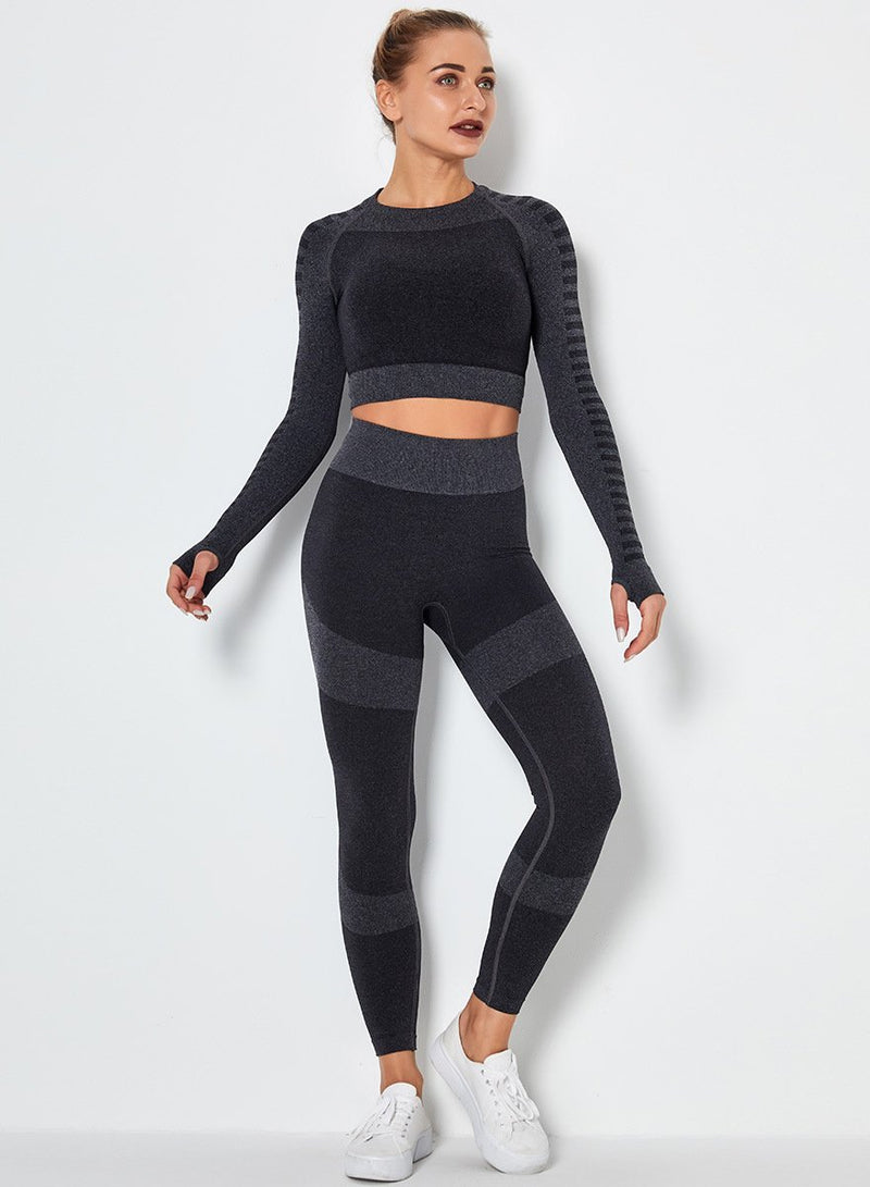 Seamless Long Sleeve Crop Top and Sport Legging-JustFittoo