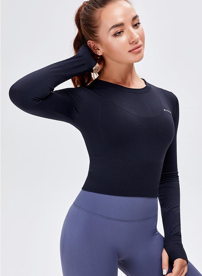 Women Long Sleeve Crop Sport Tops