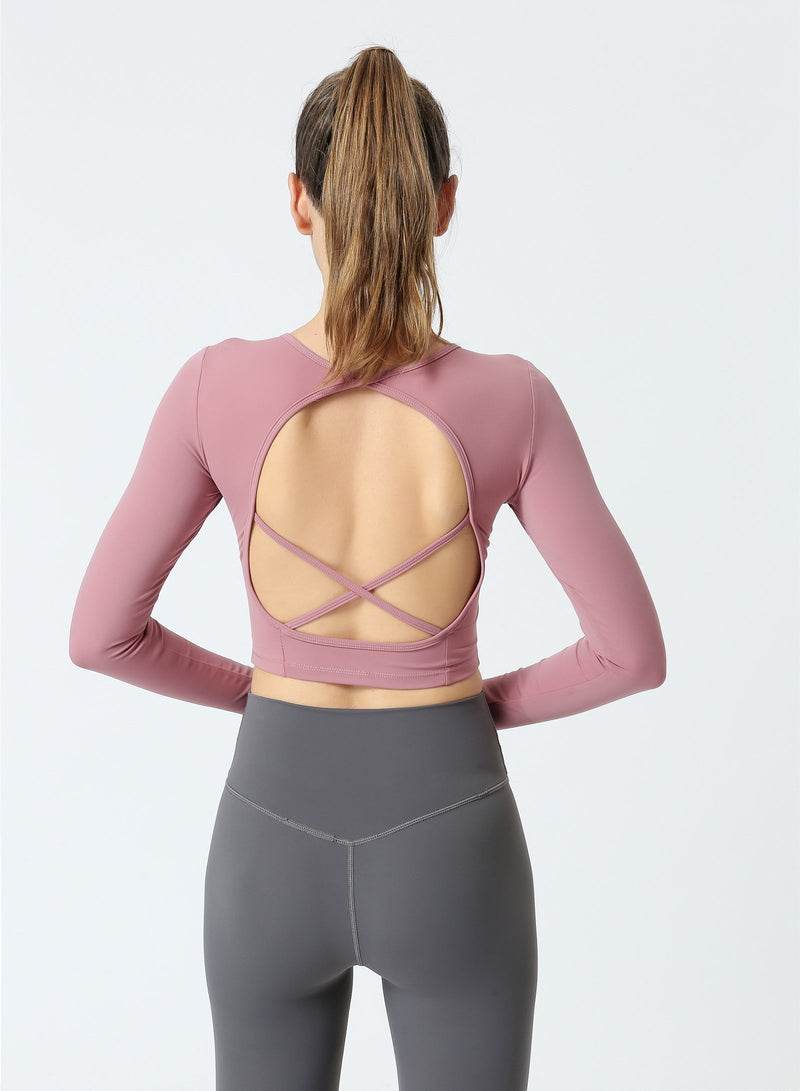 Long Sleeve Pilates Crop Yoga Sport Shirts