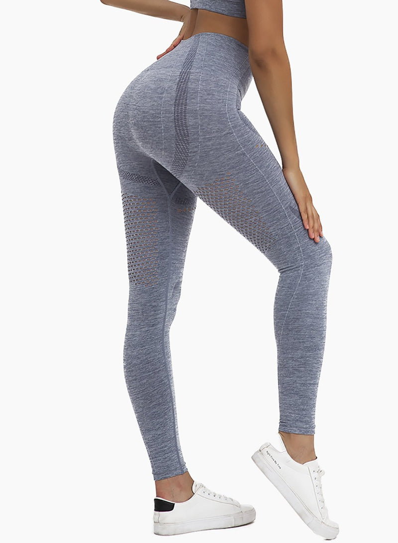 Solid Hollow Out Design Running Fitness Leggings-JustFittoo