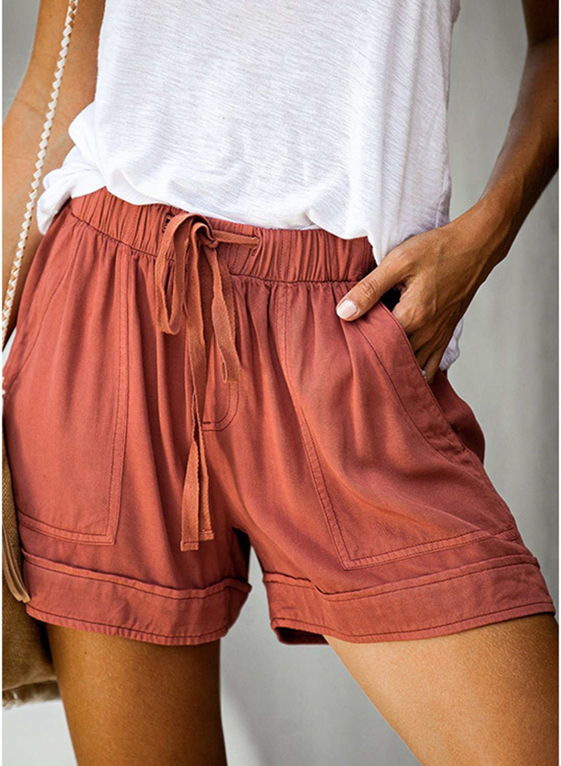 Elastic Waistband Loose Comfy Shorts