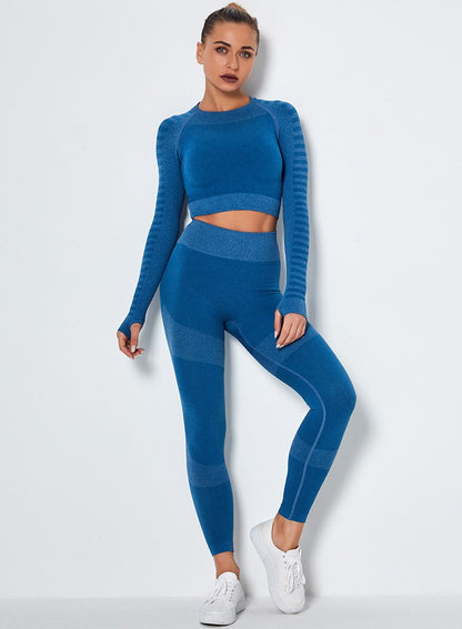 Seamless Long Sleeve Crop Top and Sport Legging-JustFittoo