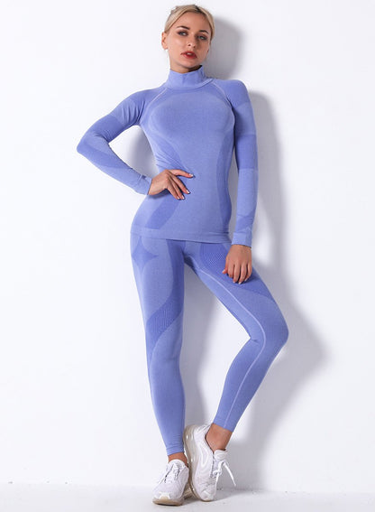 High Waist Seamless Breathable Long Sleeve Sports Top and Legging Set-JustFittoo