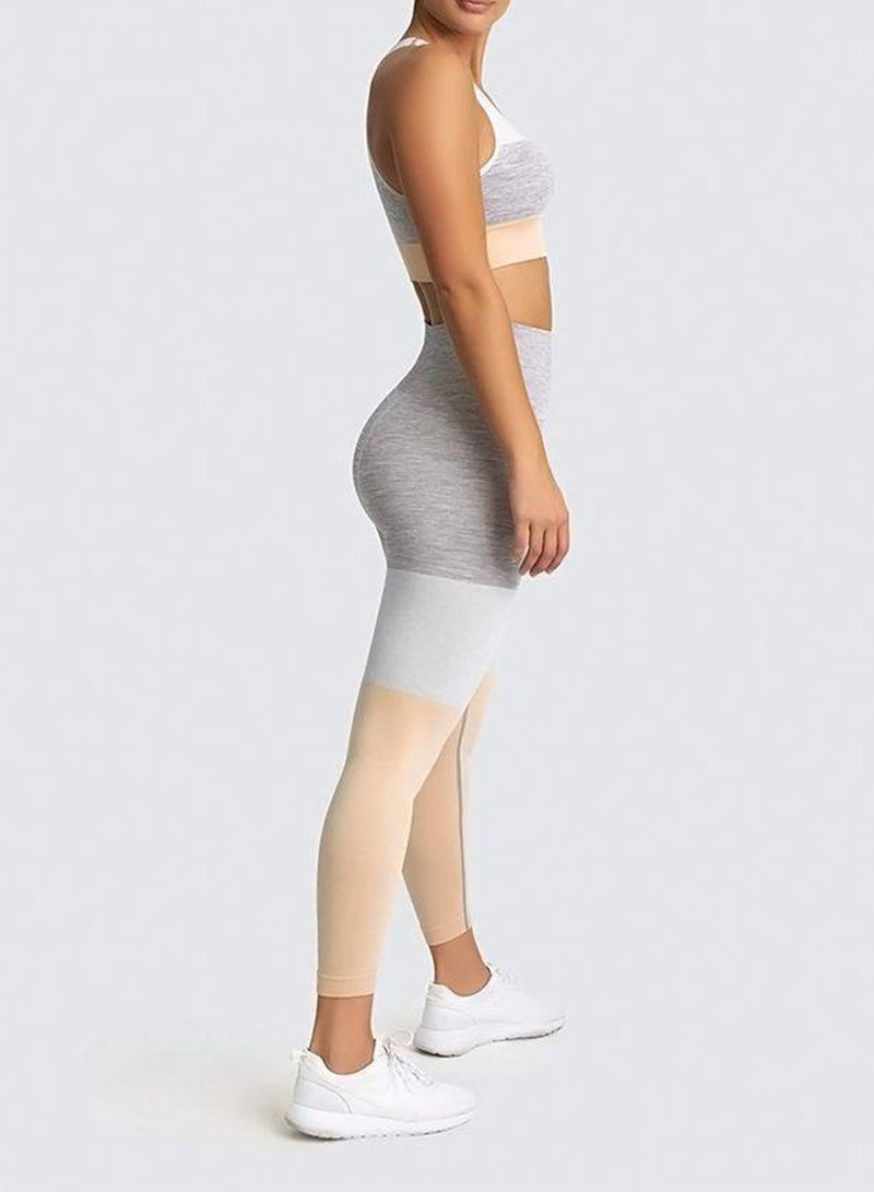 Three-tone Seamless Ultra Soft High Waisted Yoga Leggings-JustFittoo