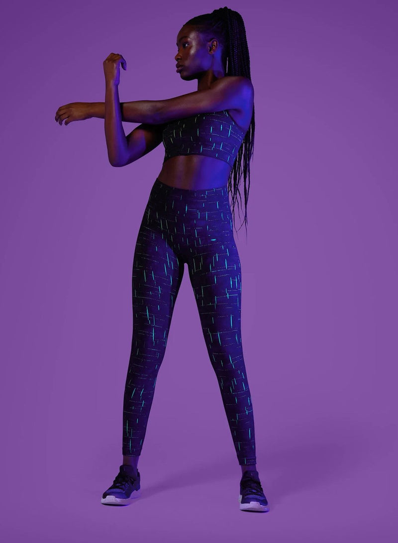 Luminous Night Glow Women Two Piece Sports Bra and Legging