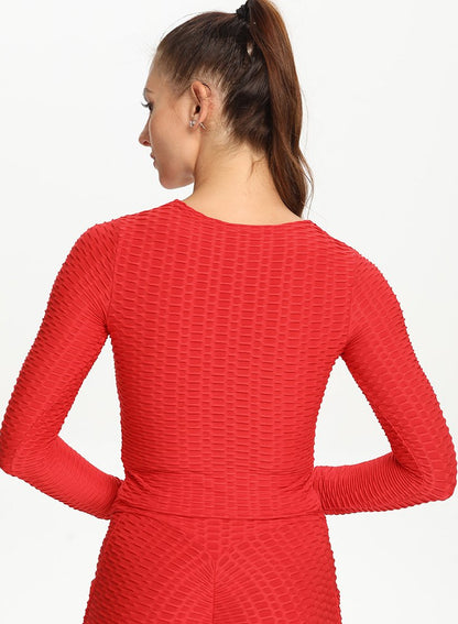 Sexy V Neck Long Sleeve Cross Design Women Sport Top