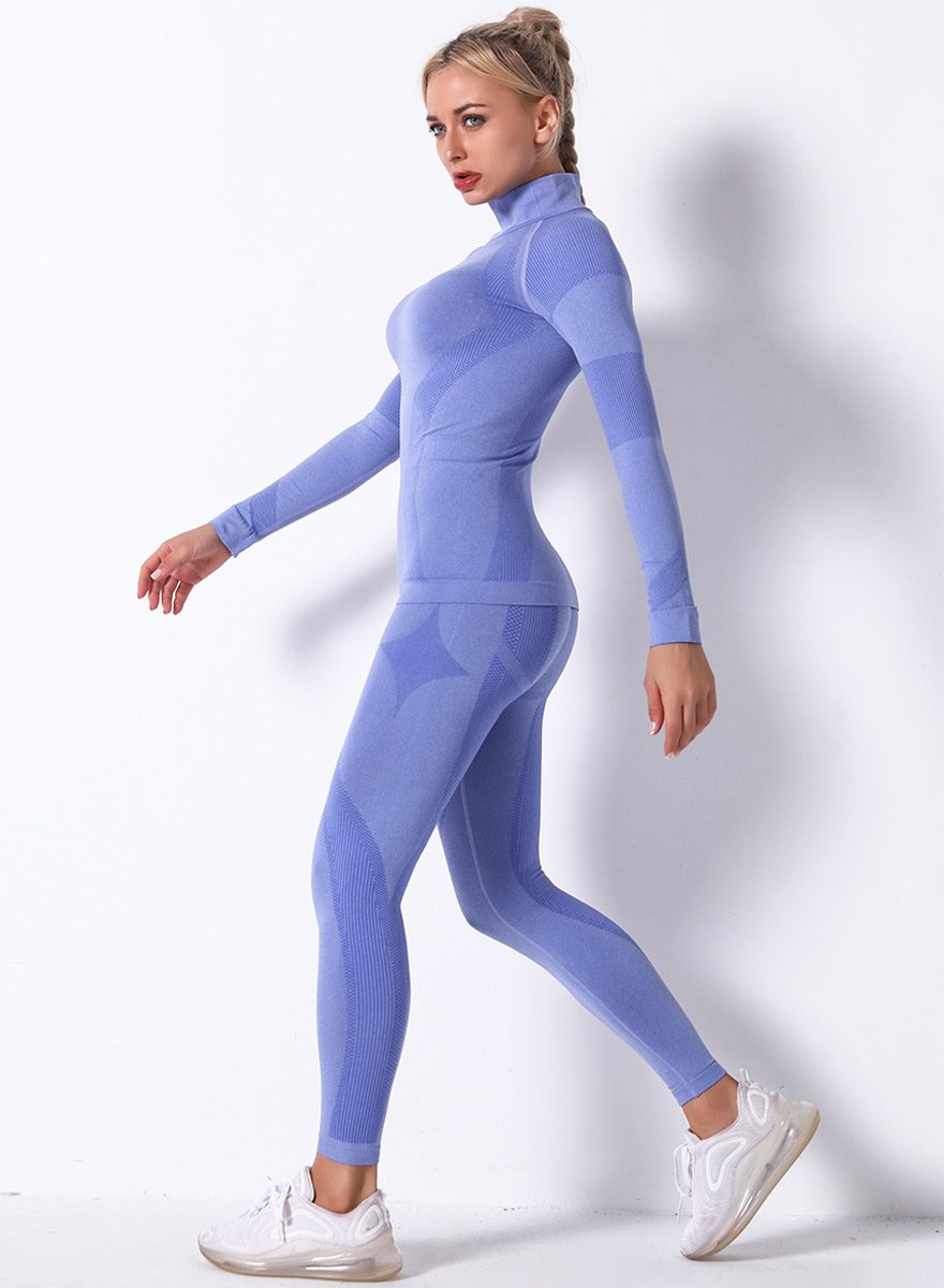 High Waist Seamless Breathable Long Sleeve Sports Top and Legging Set-JustFittoo