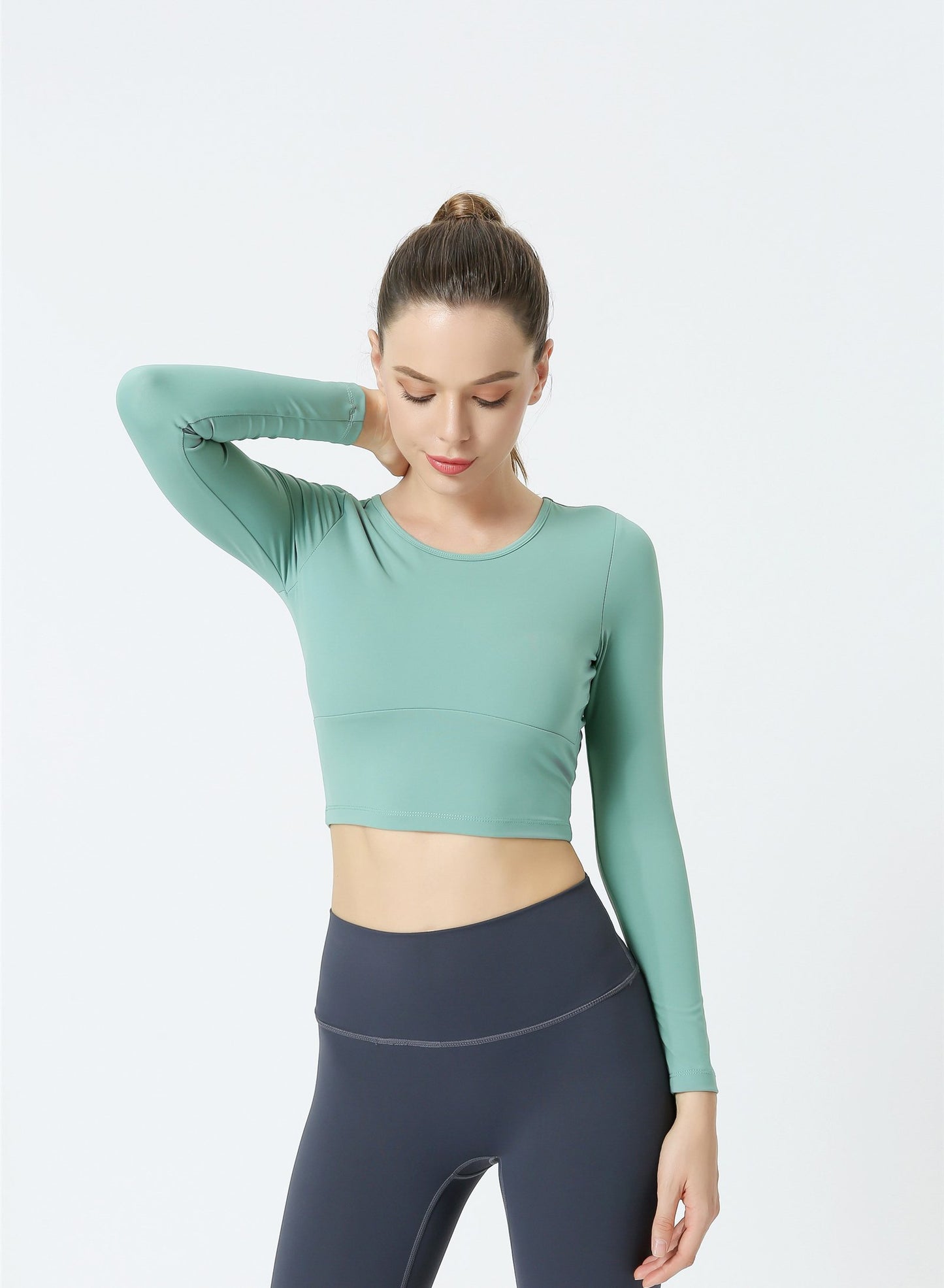 Long Sleeve Pilates Crop Yoga Sport Shirts