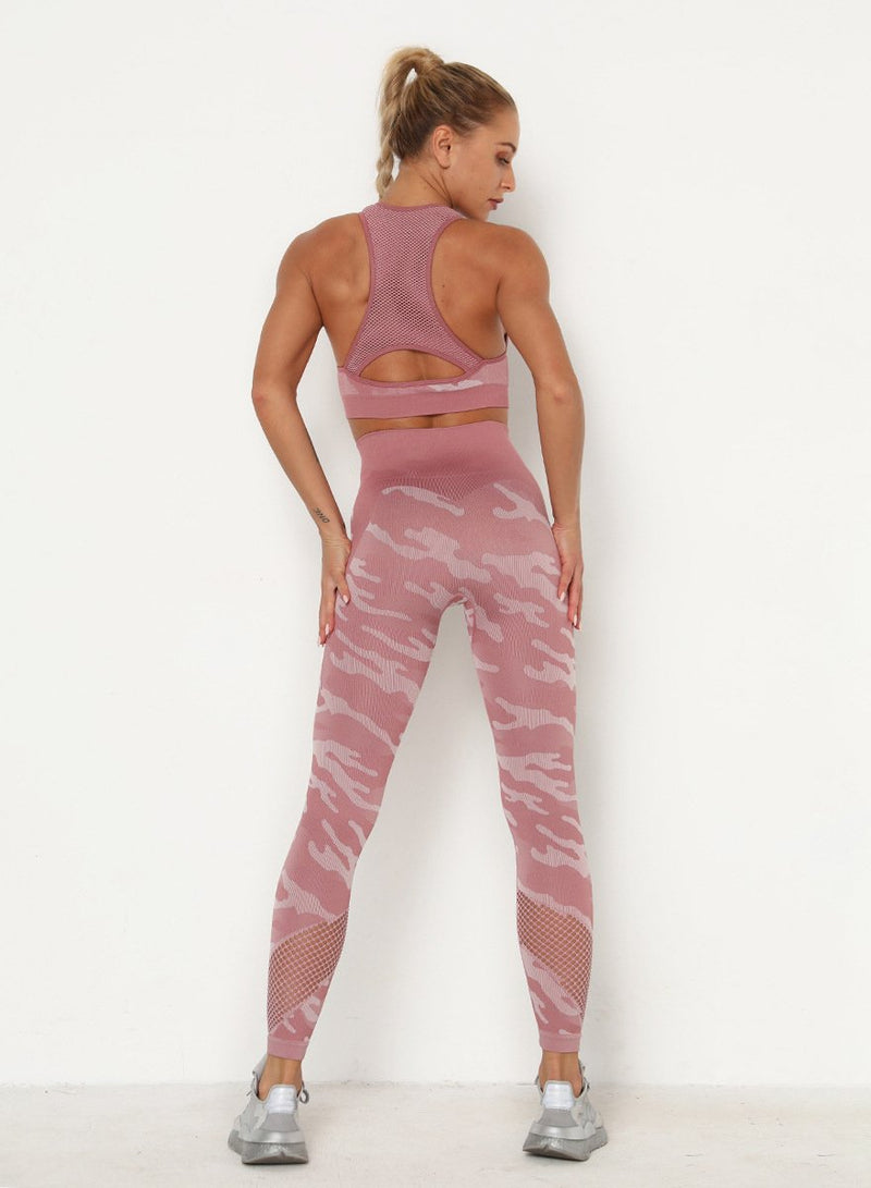 Camouflage Print Women Seamless Sport Bra and Legging Set-JustFittoo