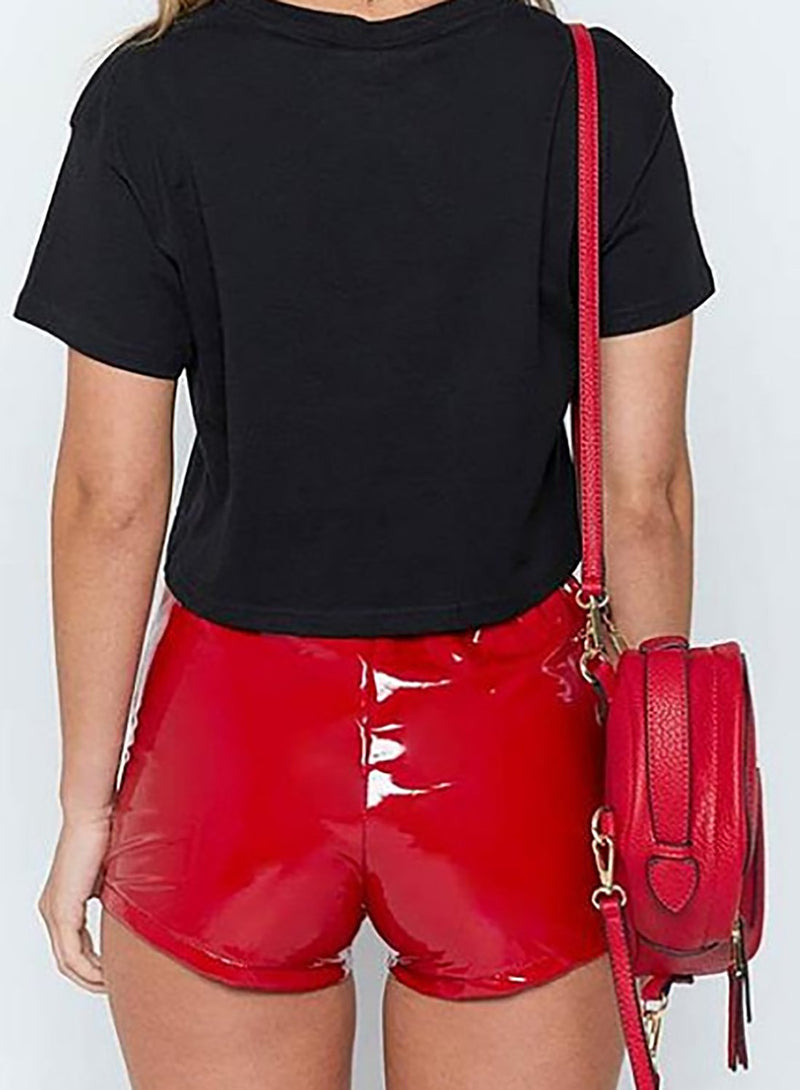 Fashion Women Sexy Slim Fit Faux Leather Shorts