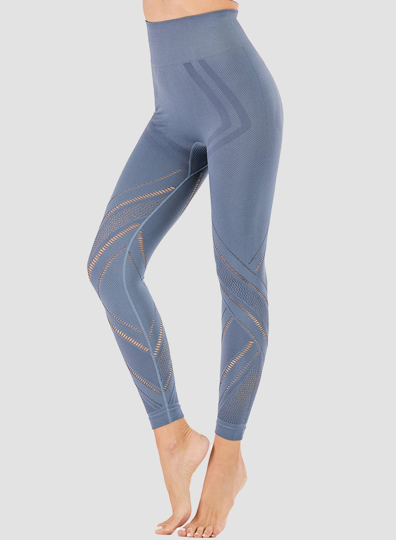 Irregular Hollow Out High Rise Yoga Pants-JustFittoo