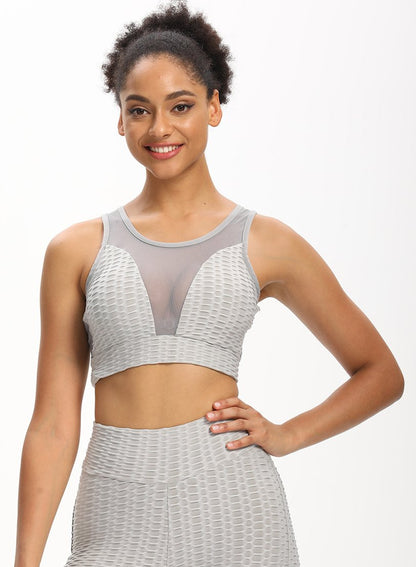 Sexy Mesh Split Jonit Women Fitness Sports Bra