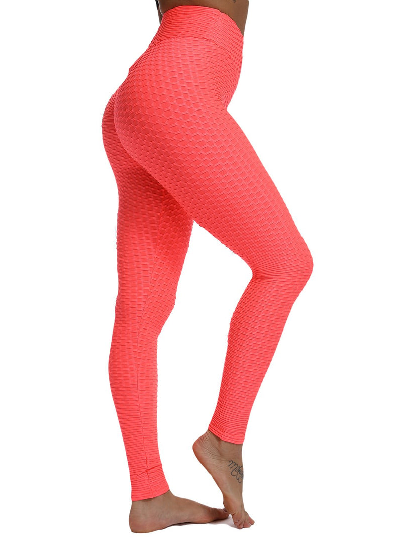 Fittoo Honeycomb Texutures Leggings High Waist Textured Ruched Women Leggings