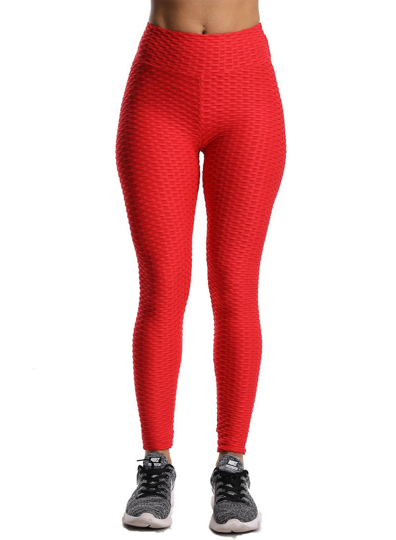 Textured Ruched Tummy Control Leggings